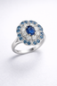 Natural Blue Sapphire & Diamond High Jewelry Ring in 18K White Gold (IGI Certified)-Saleh Sallom