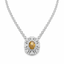 Oval Yellow Gemstone & Diamond Halo Necklace in 18K White Gold-Saleh Sallom