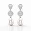 Diamond Drop Earrings with Pearls in White Gold-Saleh Sallom