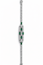 Emerald-Green Square-Cut American Diamond Link Bracelet in Rhodium-Plated Sterling Silver-Saleh Sallom