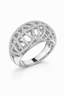American Diamond Openwork Dome Ring in Rhodium-Plated Sterling Silver-Saleh Sallom
