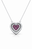 White Gold Heart Necklace with Natural Diamonds & Pink Sapphires (IGI Certified)-Saleh Sallom