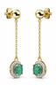 Emerald & Diamond Drop Earrings in 18K Yellow Gold