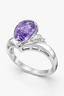 3.20 Carat Natural Amethyst & Diamond Ring in 14K White Gold | IGI Certified | Saleh Sallom