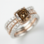 Cushion-Cut Brown Diamond & Pavé Diamond Ring in Two-Tone 18K Gold-Saleh Sallom