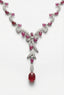 Ruby & Diamond Floral Drop Necklace in 18K White Gold-Saleh Sallom