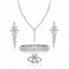 Floral American Diamond Jewelry Set in Rhodium-Plated Sterling Silver-Saleh Sallom