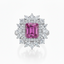 Pink Sapphire & Diamond Floral Halo Ring in 18K White Gold-Saleh Sallom
