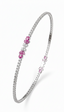 Pink Pear-Cut American Diamond Tennis Bracelet in Rhodium-Plated Sterling Silver-Saleh Sallom