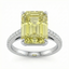 7.77 Carat Emerald-Cut Yellow Lab Sapphire Ring with Diamond Pavé in 18K White Gold | Saleh Sallom-Saleh Sallom