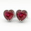 Red Heart Gemstone Stud Earrings in White Gold | Romantic Classic | Saleh Sallom-Saleh Sallom
