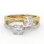 Natural Diamond Double Ring | 0.20 Ct | Princess Cut Diamonds | Two-Tone Gold Design | Saleh Sallom Jewelry-Saleh Sallom