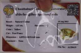 GLC Certified Natural Citrine | 1.61 Carats Pear Fancy Cut-Saleh Sallom
