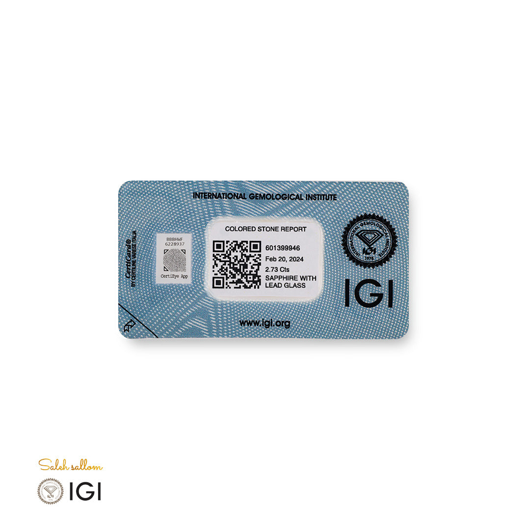 Yellow Sapphire with Lead Glass – Certified by IGI | 2.73 Carats | Report No. 601399946