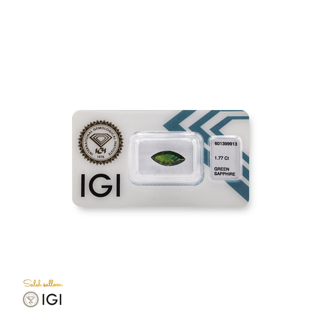Natural Green Sapphire – Certified by IGI | 1.77 Carats | Report No. 601399913