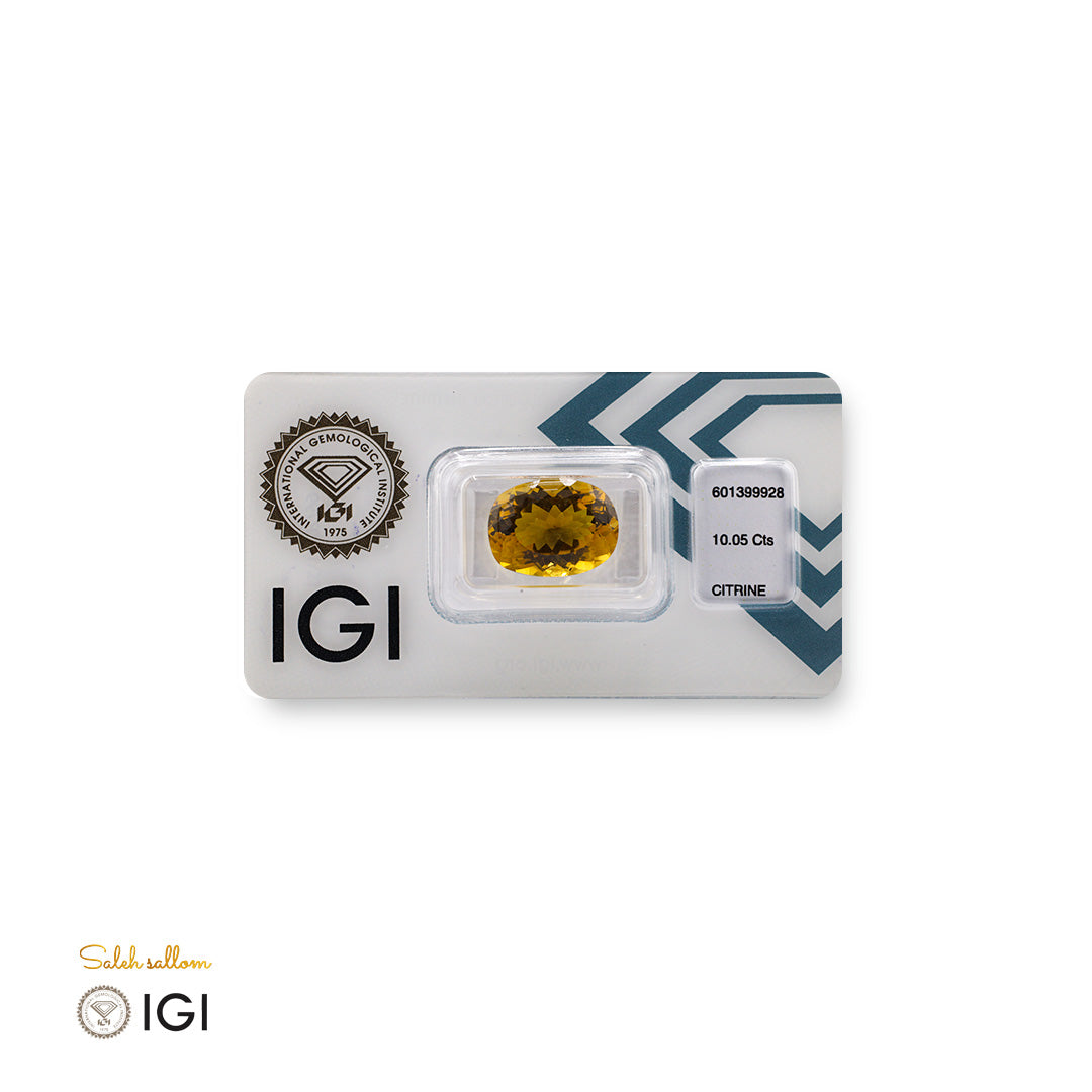 Natural Citrine – Certified by IGI | 10.05 Carats | Report No. 601399928