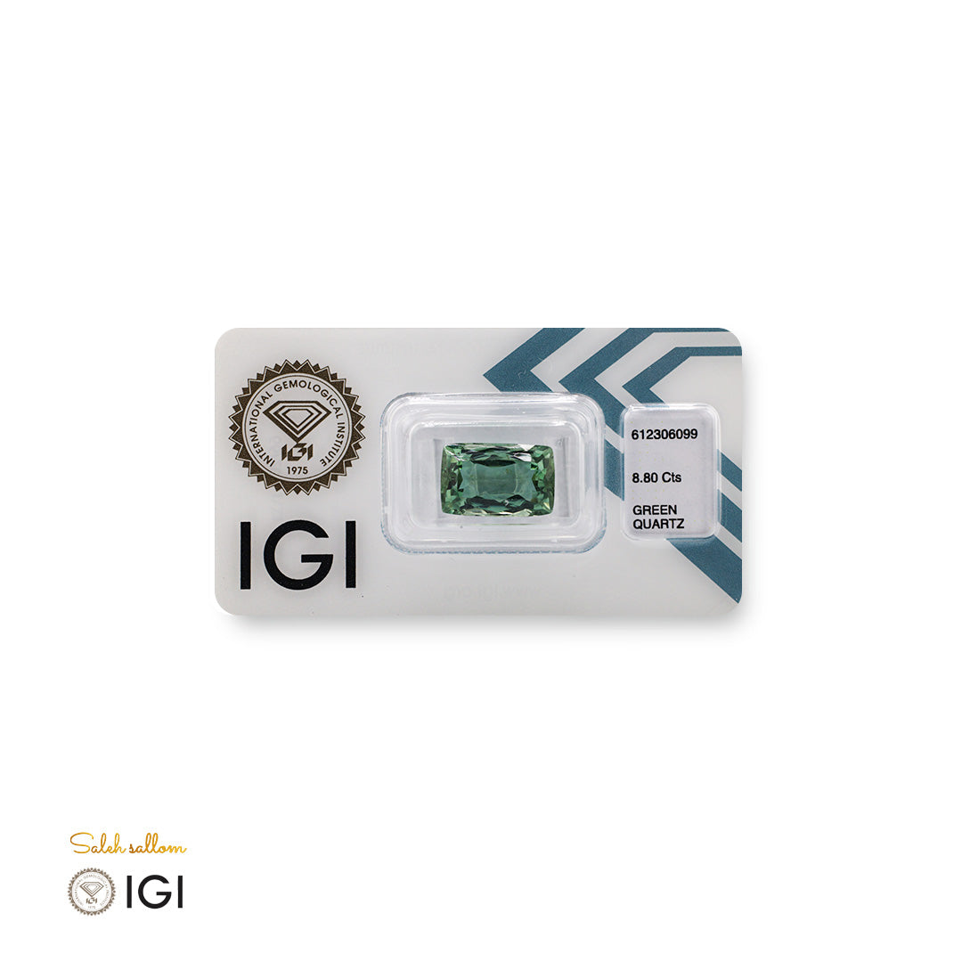 Green Quartz – Certified by IGI | 8.80 Carats | Report No. 612306099