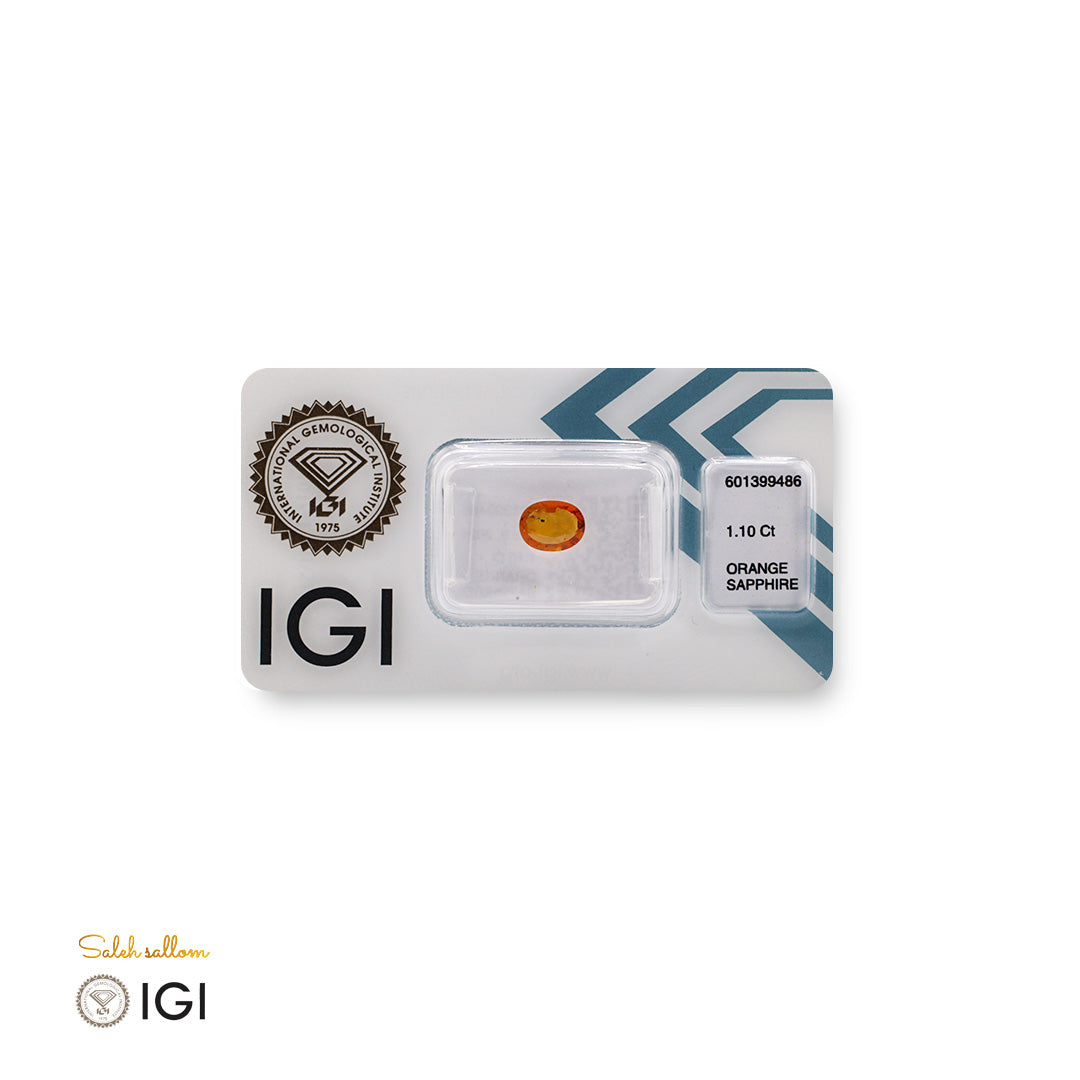 Orange Sapphire – Certified by IGI | 1.10 Carats | Report No. 601399486