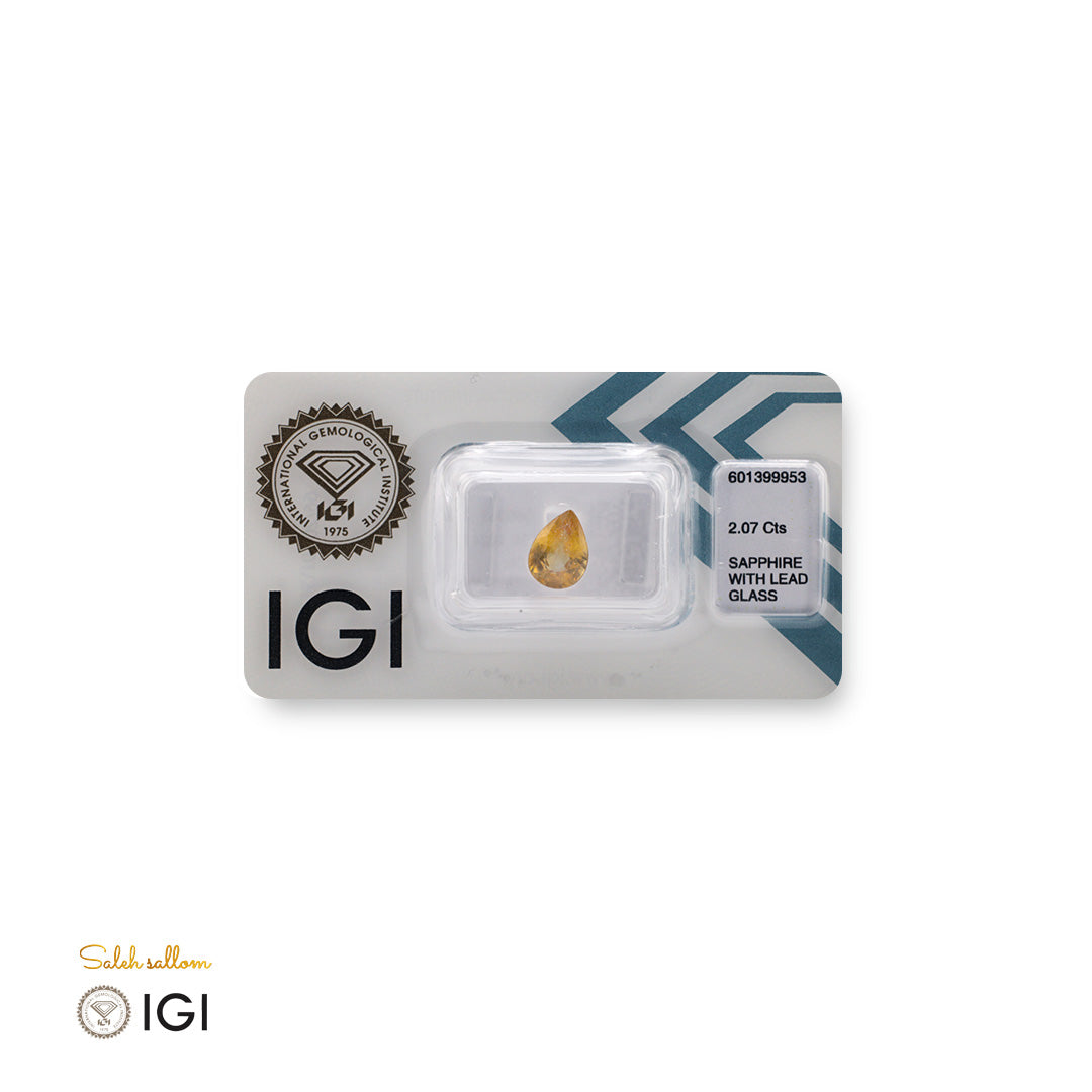 Yellow Sapphire with Lead Glass – Certified by IGI | 2.07 Carats | Report No. 601399953