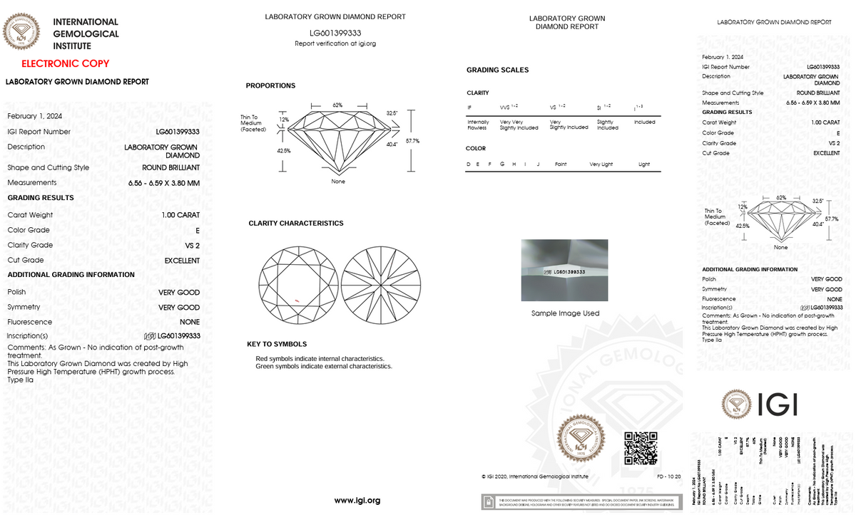 1.00 Carat E Color Lab Grown Diamond – Round Brilliant | IGI Certified | Excellent Cut-Saleh Sallom