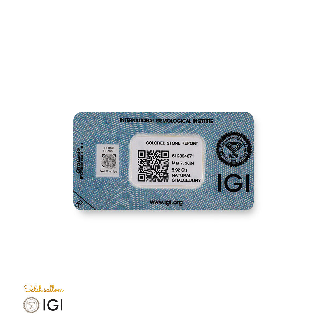 Natural Chalcedony – Certified by IGI | 5.92 Carats | Report No. 612304671