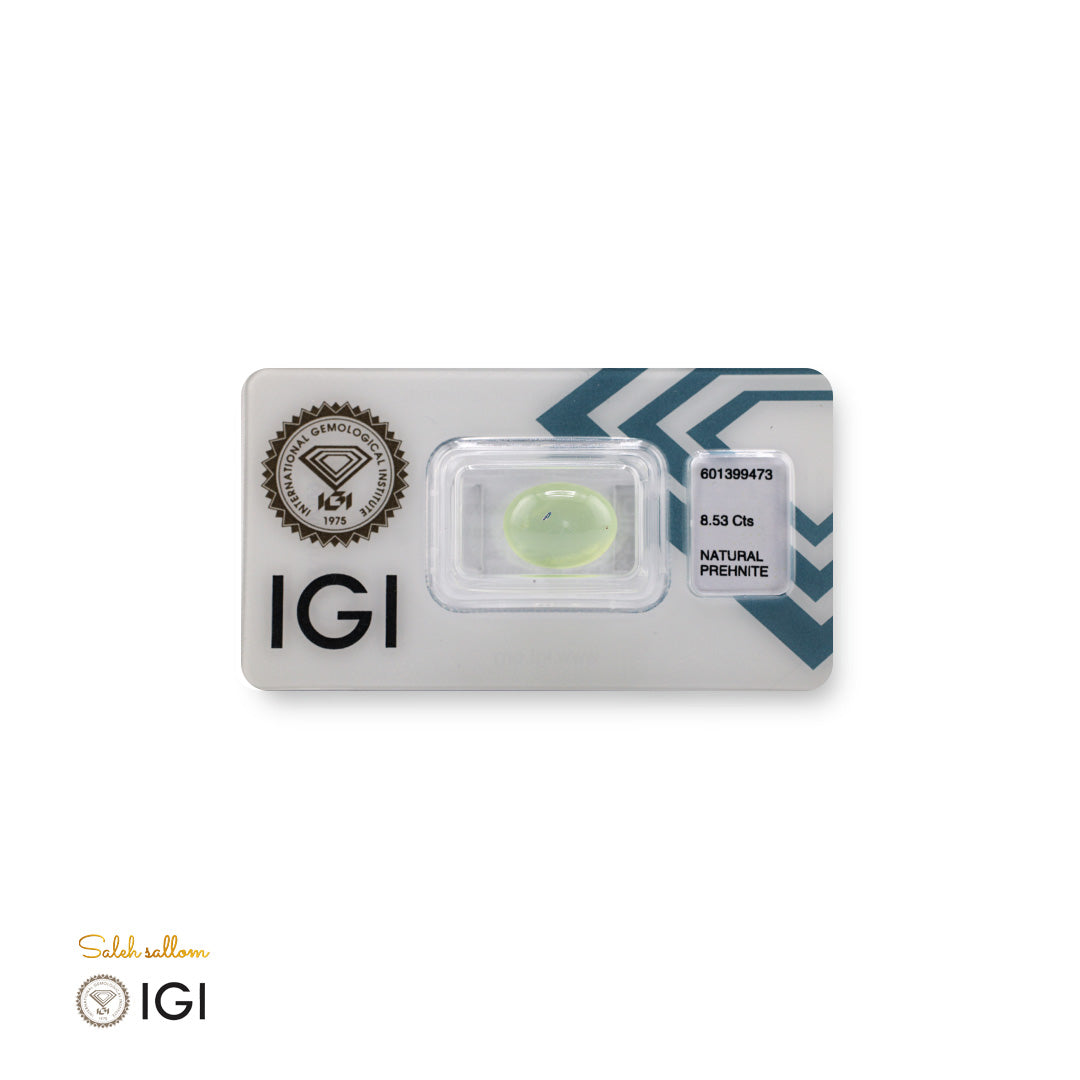 Natural Prehnite – Certified by IGI | 8.53 Carats | Report No. 601399473
