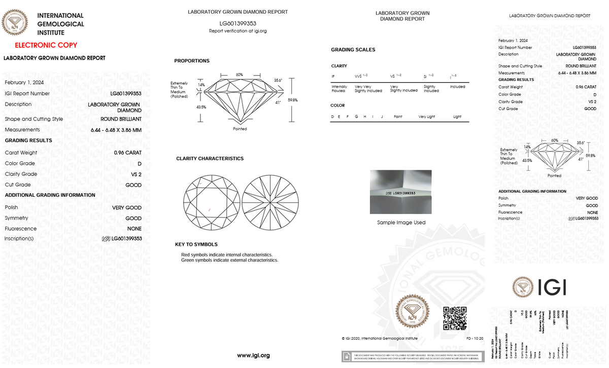 0.96 Carat D Color Lab Grown Diamond – Round Brilliant | IGI Certified-Saleh Sallom