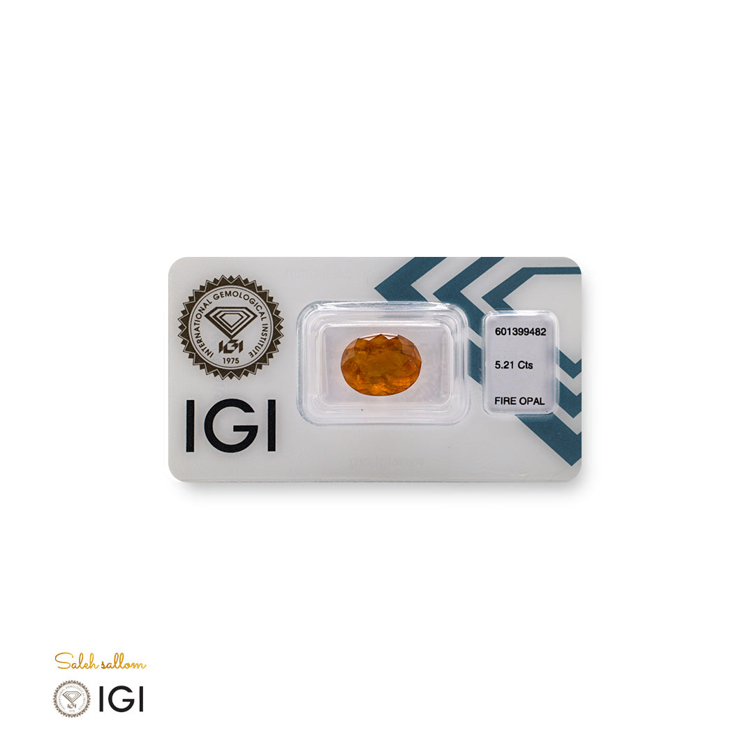 Fire Opal – Certified by IGI | 5.21 Carats | Report No. 601399482