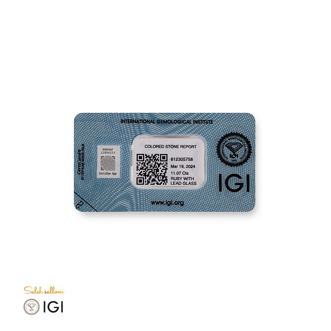 Ruby with Lead Glass – Certified by IGI | 11.07 Carats | Report No. 612305758