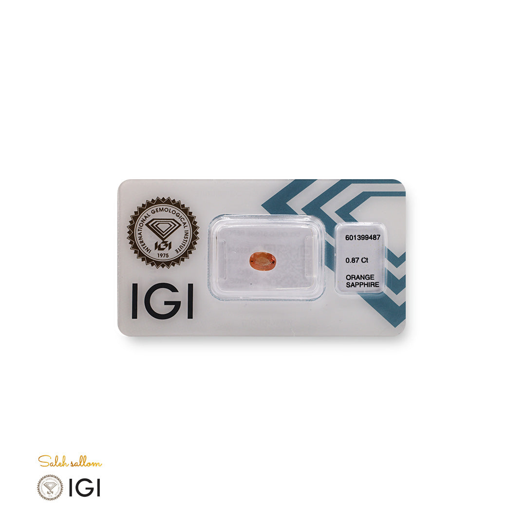 Orange Sapphire – Certified by IGI | 0.87 Carat | Report No. 601399487