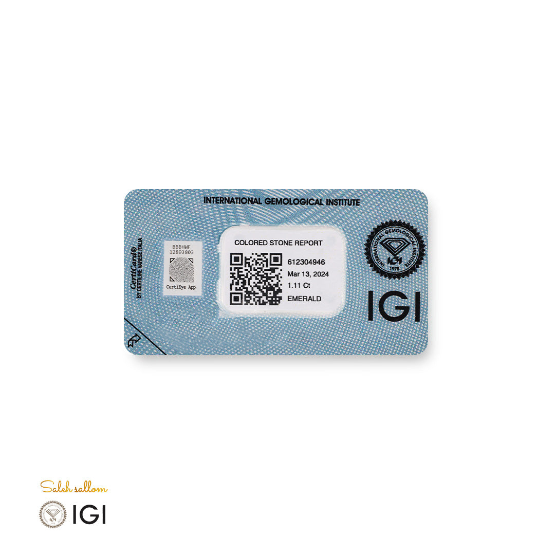 Natural Emerald – Certified by IGI | 1.11 Carats | Report No. 612304946