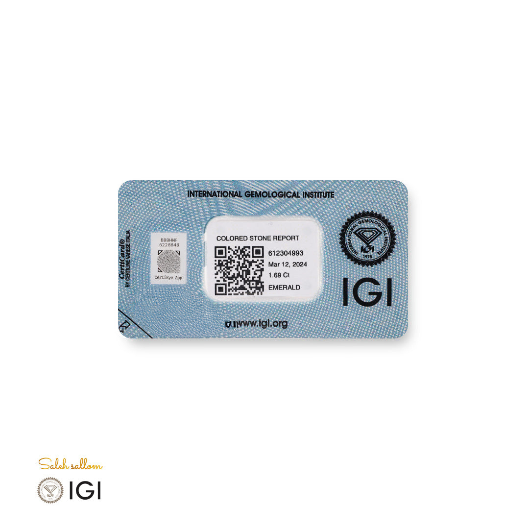 Natural Emerald – Certified by IGI | 1.69 Carats | Report No. 612304993