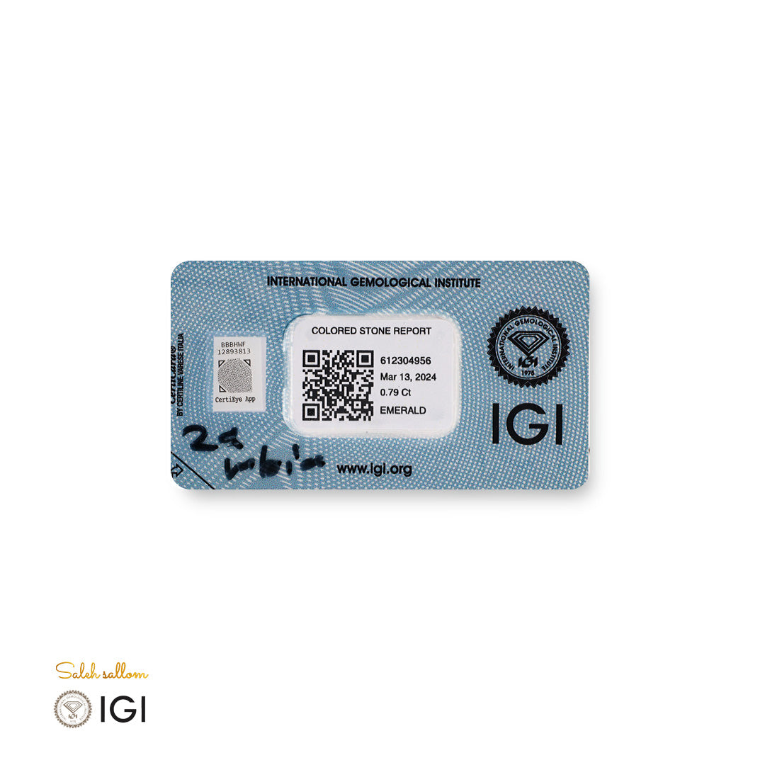Natural Emerald – Certified by IGI | 0.79 Carats | Report No. 612304956