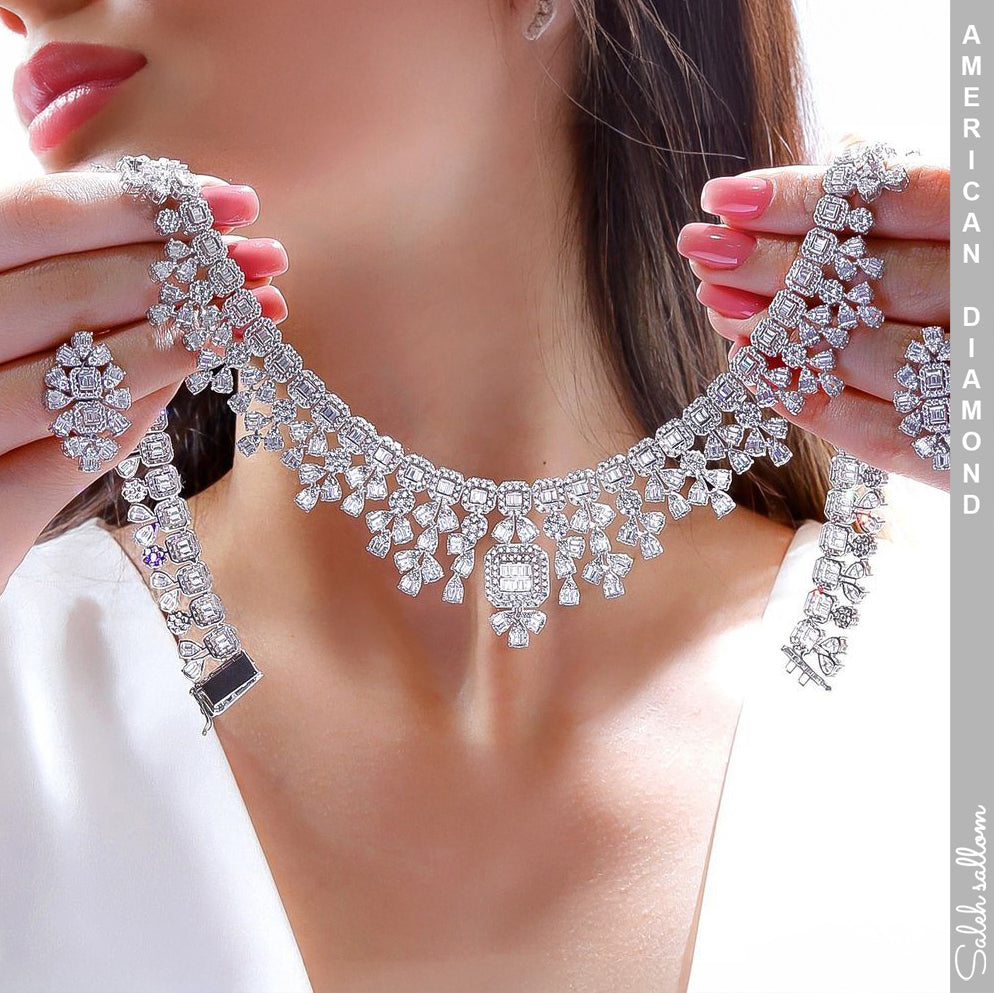 Opal Jewelry  | American Diamond   Necklace | 75 G