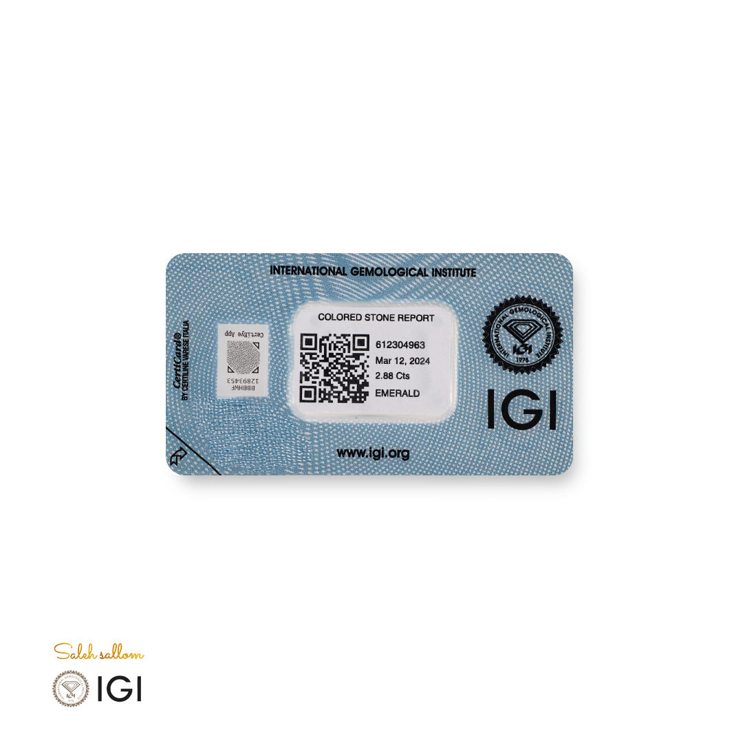 Natural Emerald – Certified by IGI | 2.88 Carats | Report No. 612304963