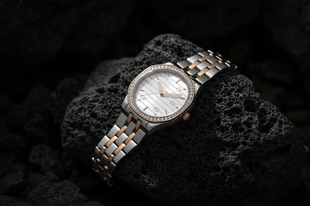 Dual-Tone Diamond Watch-Saleh Sallom