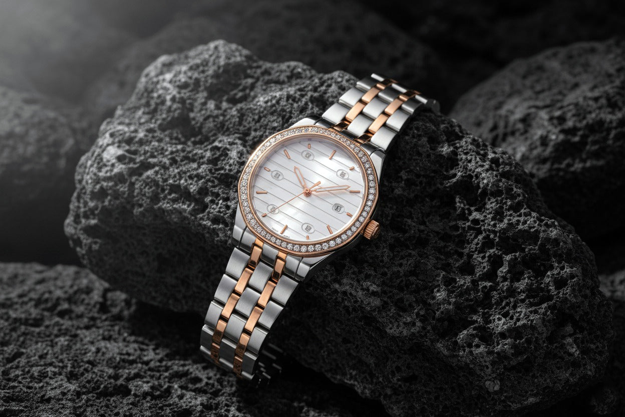 Dual-Tone Diamond Watch-Saleh Sallom