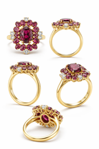 Imperial Crimson Bloom Ring – 18K White Gold Garnet & Diamond Statement Ring-Saleh Sallom