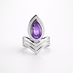 18K White Gold Amethyst & Diamond Ring – IGI Certified-Saleh Sallom