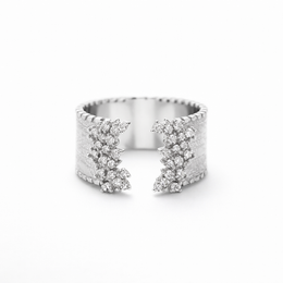 Natural Diamond Open Ring | 0.63 CT Natural Diamonds | 18K White Gold | IGI Certified | Saleh Sallom Jewelry