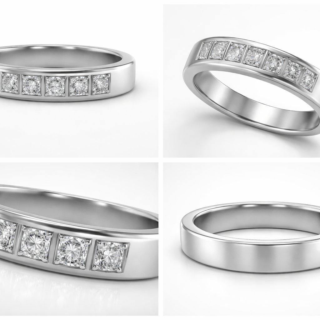 18K White Gold Diamond Band Ring – Natural Diamonds | IGI Certified-Saleh Sallom