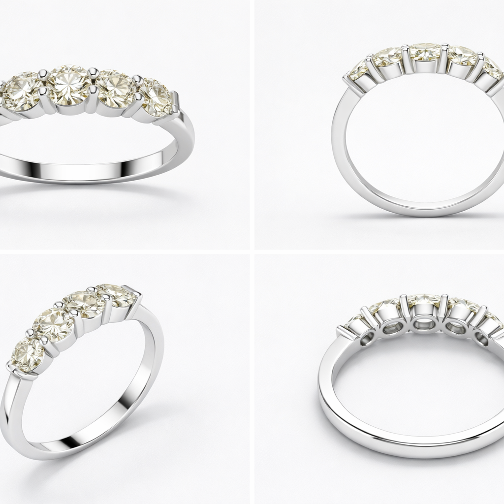 Five-Stone Diamond Ring in 18K White Gold-Saleh Sallom