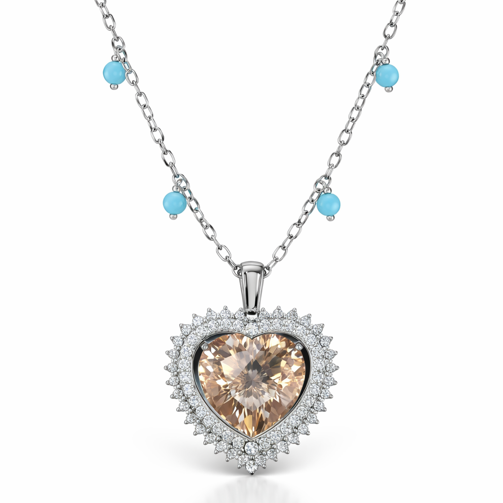 Heart-Shaped Diamond Halo Necklace in 18K White Gold-Saleh Sallom Main image