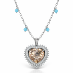 Heart-Shaped Diamond Halo Necklace in 18K White Gold-Saleh Sallom