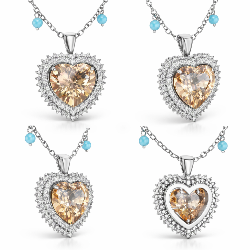 Heart-Shaped Diamond Halo Necklace in 18K White Gold-Saleh Sallom