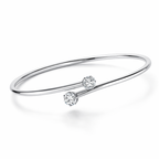 Diamond Open Bangle Bracelet in White Gold-Saleh Sallom