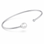 Open Pearl & Diamond Bangle Bracelet in White Gold-Saleh Sallom