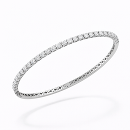 Diamond Tennis Bangle Bracelet in 18K White Gold-Saleh Sallom