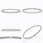 Diamond Tennis Bangle Bracelet in 18K White Gold-Saleh Sallom