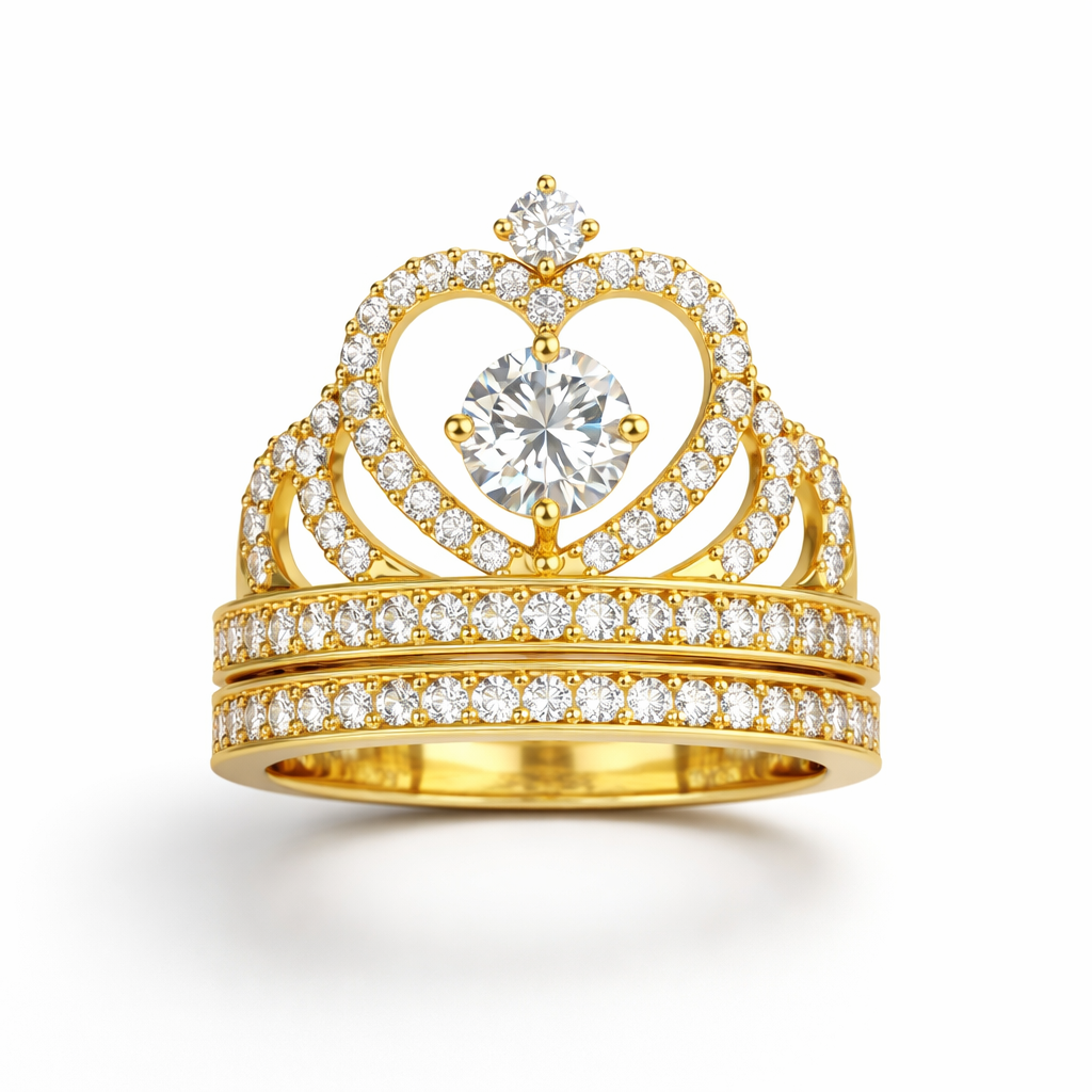 Crown-Inspired Diamond Ring in 18K Yellow Gold-Saleh Sallom